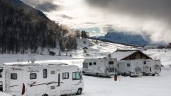Pitched and drinking in the views at Motorhome Ski Aire France (Montgenevre), Ruth Bass shares her top touring tips