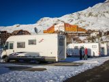 If you're off on a three-month tour, make sure home life and your motorhome are well-prepared – here, Ruth and Geoff's Carthago is at the aire at Alpe d’Huez