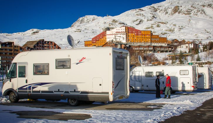 If you're off on a three-month tour, make sure home life and your motorhome are well-prepared – here, Ruth and Geoff's Carthago is at the aire at Alpe d’Huez