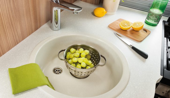 The 2015 Bolero's kitchen sink is made from processed granite