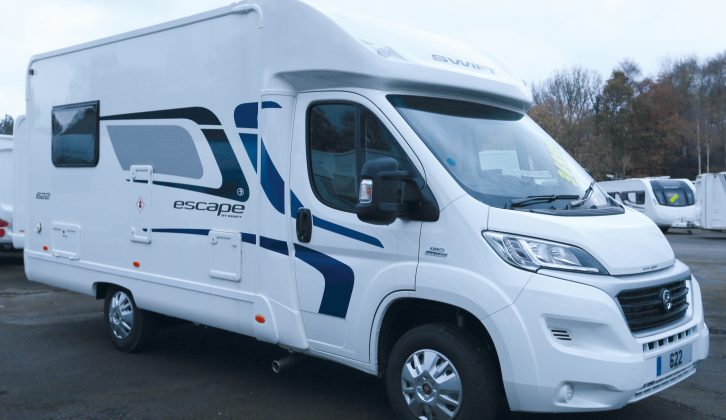 Standing 6.3m long, the low profile Swift Escape 622 is a two-berth with two travel seats
