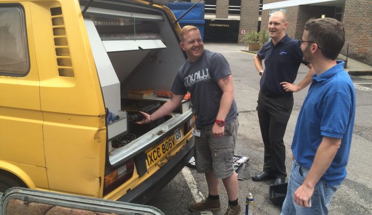 All smiles with a job well done – but our VW campervan's adventure had only just begun