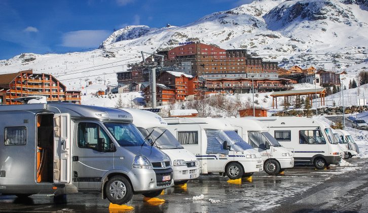The aire at Alpe d'Huez makes a handy base for a French ski tour