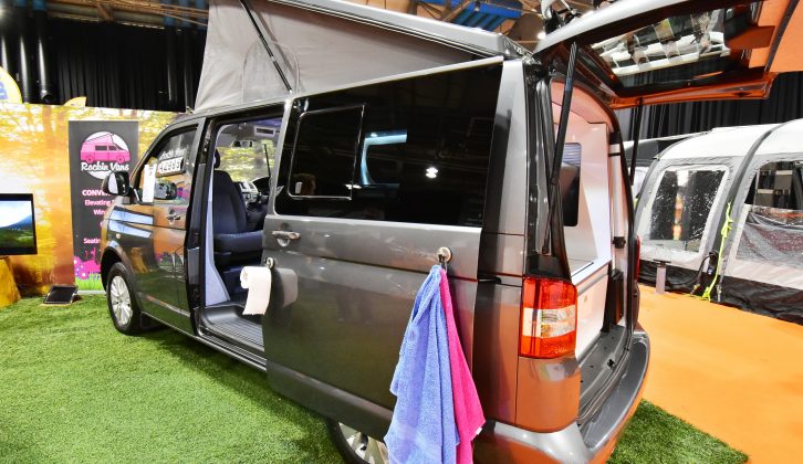 Another small van converter, The Rockin Vans, provides novel hooks that you can attach to dry your hand towels in the sun