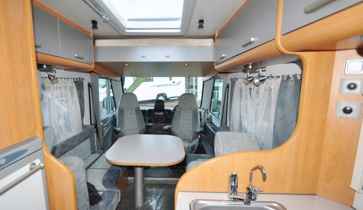The extra-roomy lounge is a big selling point for this compact Pilote motorcaravan