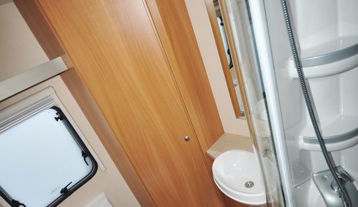 The extra-large shower is a key part of the Bolero's excellent washroom
