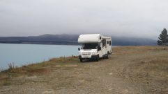 Alan and his wife enjoyed their first night in the borrowed ’van on the shore of Lake Pukaki