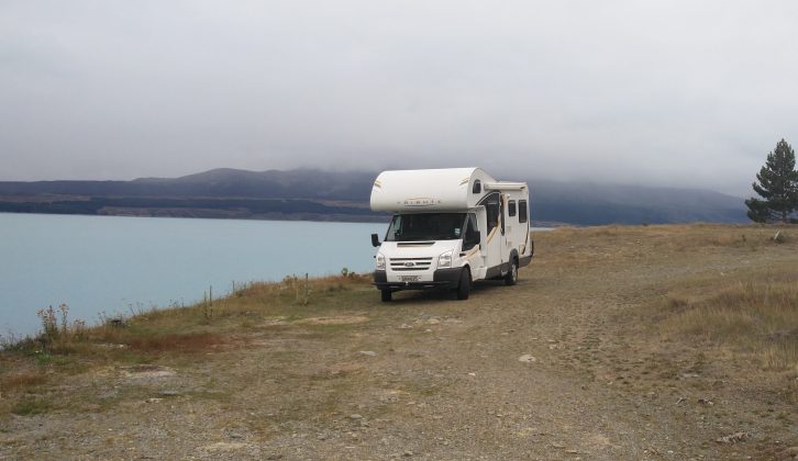 Alan and his wife enjoyed their first night in the borrowed ’van on the shore of Lake Pukaki