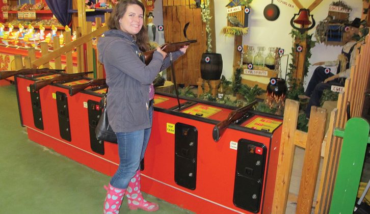 Bryony tried her hand on the rifle range at Folly Farm