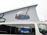 SCA’s elevating roof is a high-quality piece of kit, hinged at the back to allow more height for your feet in the top bed