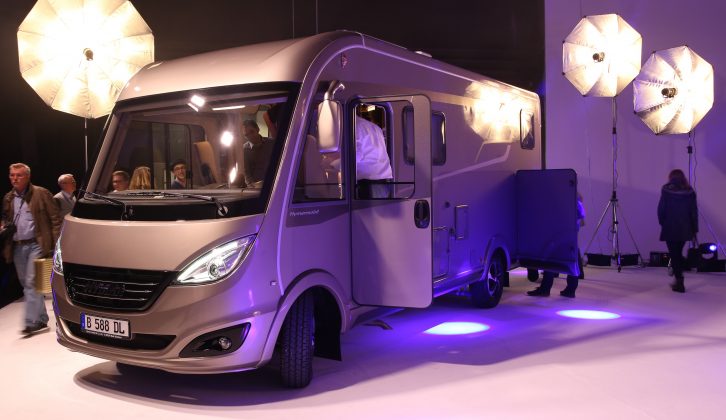 The Hymer B-Class DynamicLine 588 takes its bow in Munich – note the distinctive headlights, which took two years to design and build