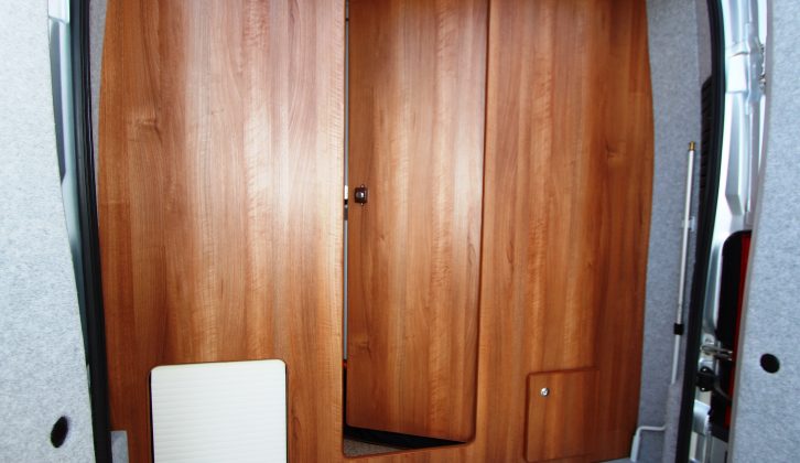 The washroom's rear access door will help when loading awkward cargo, or maybe when returning from a walk with muddy dogs