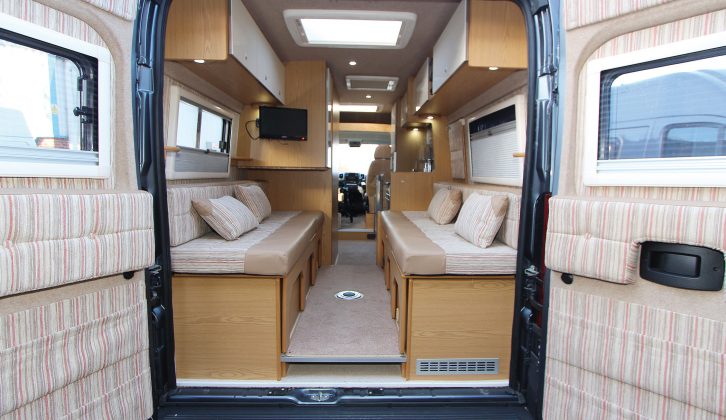 The flexible design allows you to back up to the view and open the rear doors to feel at one with nature