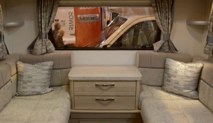 This comfortable rear lounge is one of the star features of this Elddis – watch Practical Motorhome TV on Sky 212, Freeview 254 and live online to see more