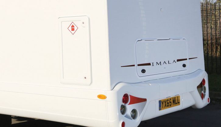 The Imala has a pleasing rear panel, with car-like road lights and a central hatch giving access to the under-bed storage