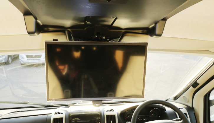 The media pack includes a drop-down flatscren TV and aerial, FM/AM radio and CD player with USB and Bluetooth media inputs