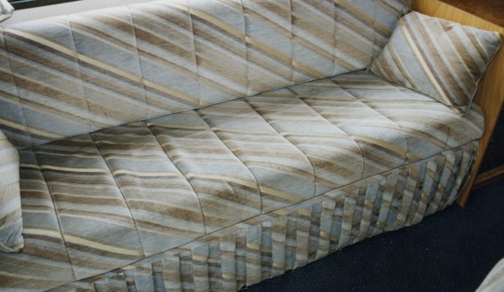 The Auto-Trail Cree's settee comes with a pleated skirt