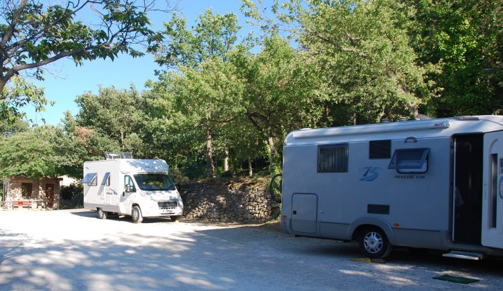 Here the Stathams have pitched at an aire in Oppède, in south east France
