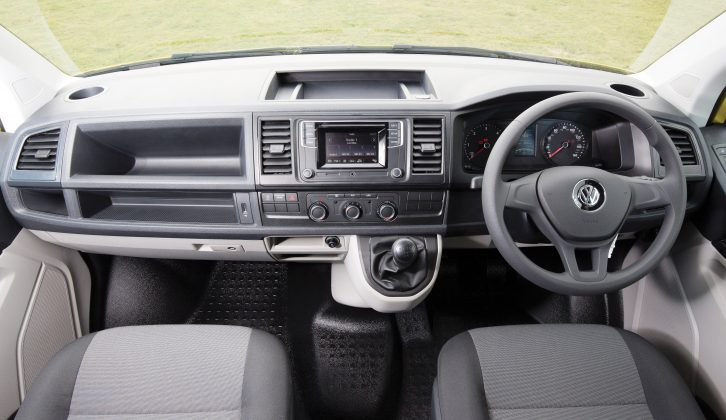 The new VW T6 cockpit has a car-like feel and our test ’van had a five-speed gearbox