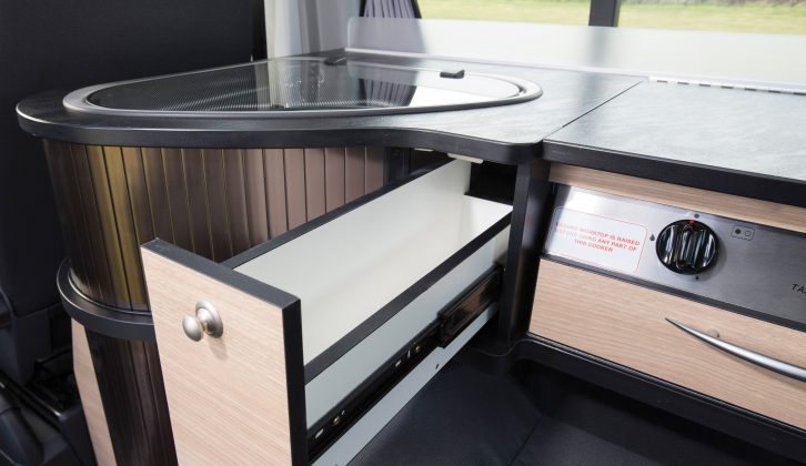 There's more galley storage than meets the eye in this campervan, including a cutlery drawer