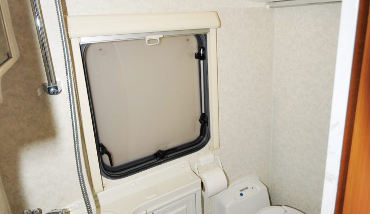 The Auto-Trail Tracker's washroom is full-size, even including a window to optimise ventilation