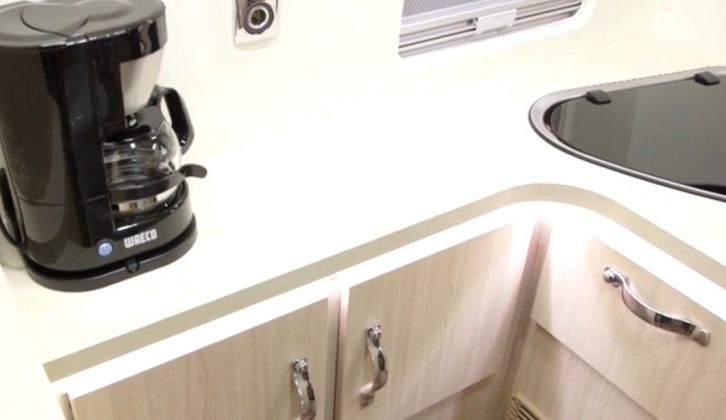 Check out the corner kitchen complete with a coffee machine in the Auto-Sleeper Stanway