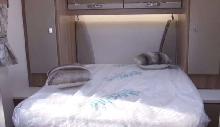 The rear bedroom in this Swift motorhome has a good-sized island bed – watch this week's episode on Sky 212, Freeview 254 or live online to see it