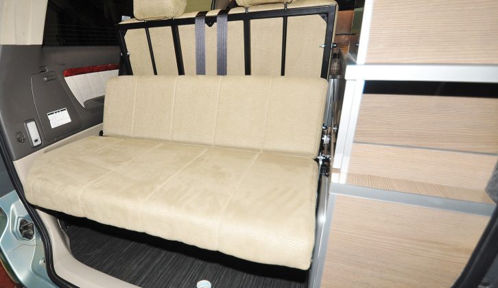 The seat is designed to permit luggage space when you open the tailgate – the mattress folds down to conceal your items