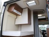 Clever storage solutions abound in the Pilote Foxy Van V540G, such as this sliding wardrobe, next to one of five overhead lockers