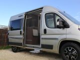 Standard kit on the new-for-2016 Pilote Foxy Van V540G includes an electric entrance step, an LED awning light and a spare wheel – the large flyscreen door costs £304