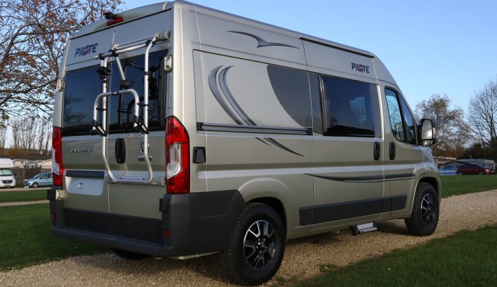 Metallic paint (£555), subtle graphics and tinted windows help make this a good-looking ’van – the cycle rack is a £220 option