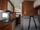 This two-berth has two extra travel seats in the rear and you can specify an extra make-up bed in the dinette (1.9m x 0.76m)
