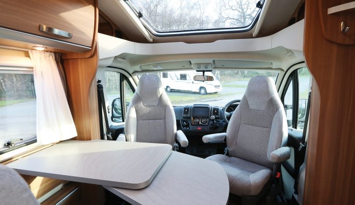 Four can dine in the Weinsberg CaraCompact 600 MEG's dinette, and the cab skylight is standard spec