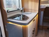 Well-built kitchen units and ambient lighting under the worktop make the ’van feel upmarket