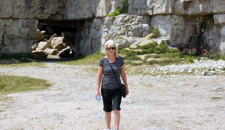 Sandra braved Winspit Quarry, despite it's scary use in Dr Who, Blake's 7 and sci-fi adventure John Carter