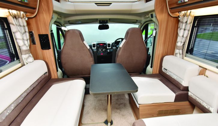 You'll find plenty of sofa space in the Bolero's front lounge, and the cab seats swivel as well!