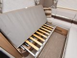 To convert the lounge seats into double beds, slide the slatted frames towards each other and arrange the cushions to form a mattress