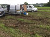 The weather meant motorhomes were being towed to their pitches one-by-one