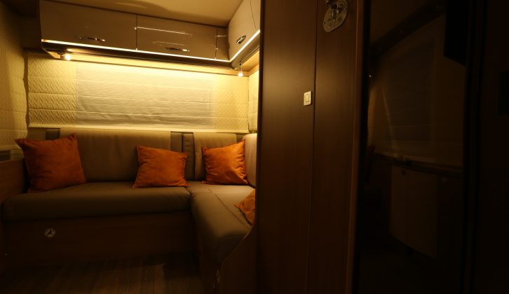 The rear lounge in the Bürstner Lyseo T 744 might appeal to British motorcaravanners