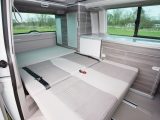 The bench seat has fold-away head restraints and can be opened to form a good-sized double bed
