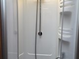 The smart shower has proper, domestic-style double doors