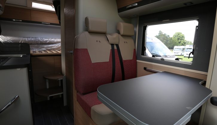 The 2017-season, three-berth transverse rear bed Adria Compact Plus SP is 5.99m long