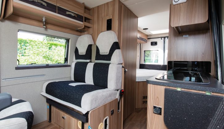 The 2017 Autocruise Select 164 has a front lounge/end washroom layout