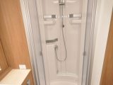 As well as being fully lined, the shower in the Dethleffs 4-travel T 6966-4 has a rail where you could hang damp or wet clothes