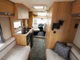 The Elddis Accordo, as seen in this 120, gets Montela soft furnishings which include a honeycomb motif on curtains and scatter cushions