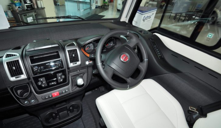 Many will find the Fiat Ducato cab pleasingly familiar – a 130bhp 2.3-litre turbodiesel engine is standard, but our test ’van had the upgraded 3.0-litre unit with 150bhp