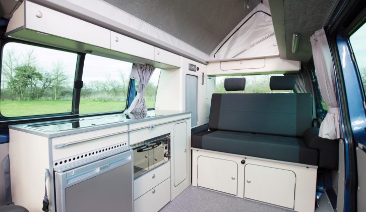 At 5.29m, the long-wheelbase T6 VW campervan gives users welcome extra living space