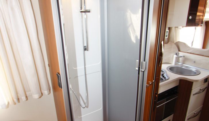 Opposite is the nearside shower cubicle – read more in the Practical Motorhome Hymer ML-T 630 review