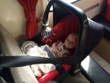 Despite the lack of Isofix points, it was easy to secure three-month old Florence in the Bailey motorhome