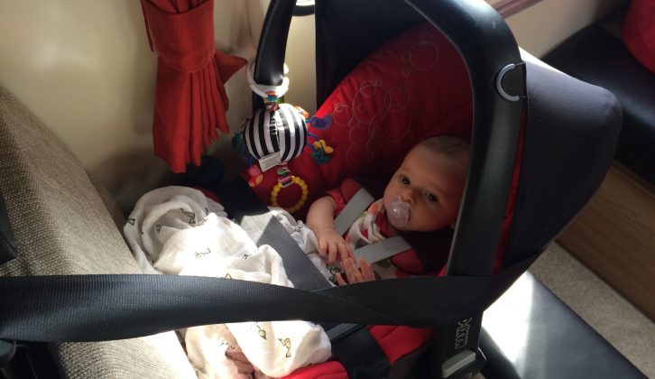 Despite the lack of Isofix points, it was easy to secure three-month old Florence in the Bailey motorhome